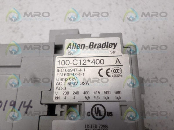 ALLEN BRADLEY 100-C12D400 SER. A CONTACTOR 110/120V  UNMP