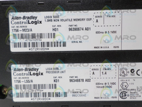 ALLEN BRADLEY 1756-L55M23 SER. A F/W 1.4 (NO KEY)  UNMP
