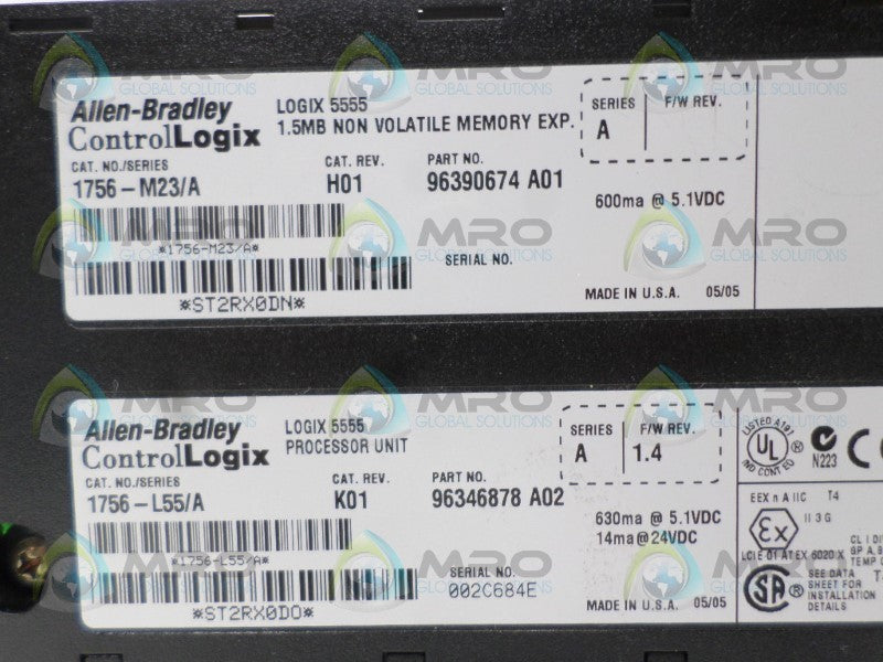 ALLEN BRADLEY 1756-L55M23 SER. A F/W 1.4 (NO KEY)  UNMP