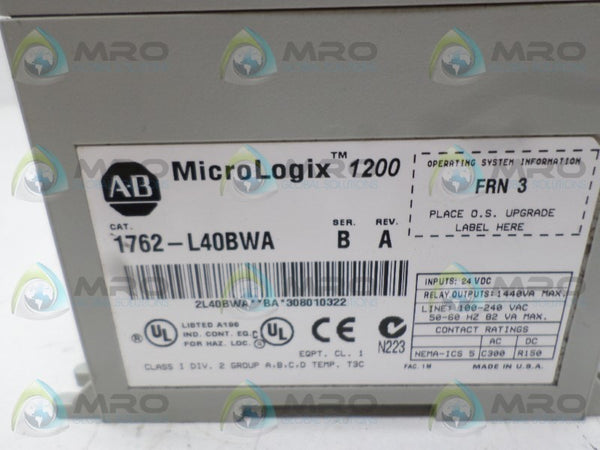 ALLEN BRADLEY 1762-L40BWA SER. B F/W 3  NSNP