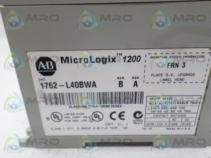 ALLEN BRADLEY 1762-L40BWA SER. B F/W 3  NSNP