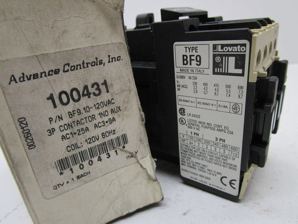 ADVANCE CONTROLS BF9.10-120VAC CONTACTOR 120V  NSMP