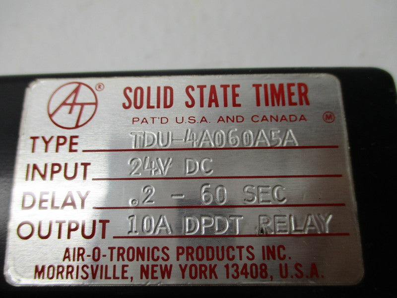 AIR-O-TRONICS TDU-4A060A5A SOLID STATE TIMER .2-60 SEC.  UNMP