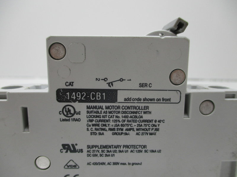 ALLEN BRADLEY 1492-CB1F040 SER. C CIRCUIT BREAKER 4A 277V NSNP