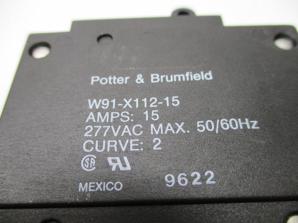 POTTER & BRUMFIELD W91-X112-15 CIRCUIT BREAKER 15A 277VAC NSNP