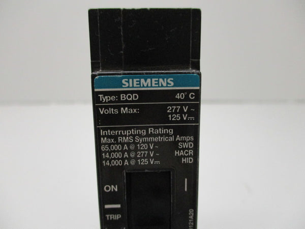 SIEMENS BQD120 CIRCUIT BREAKER 20A 120/277V NSNP