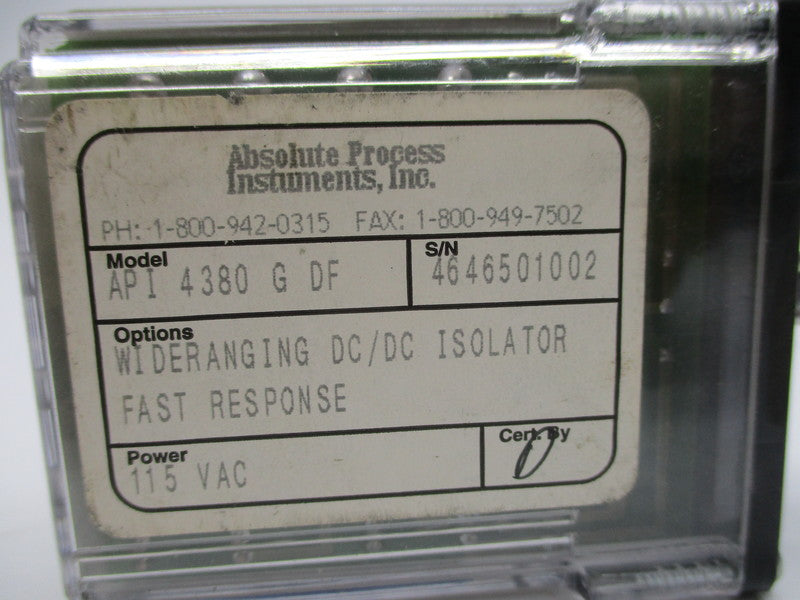 ABSOLUTE PROCESS API4380GDF ISOLATOR TRANSMITTER  UNMP