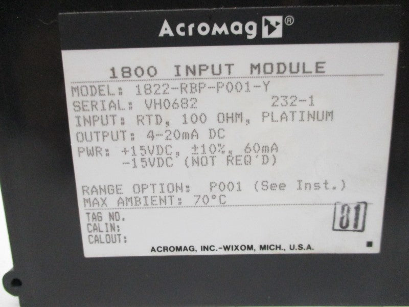 ACROMAG 1822-RBP-P001-Y UNMP