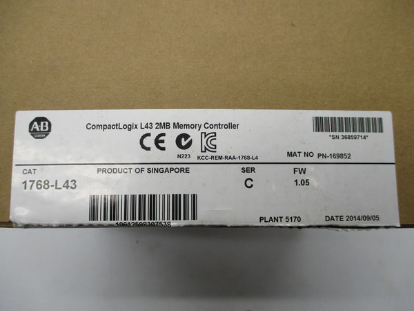 ALLEN BRADLEY 1768-L43 SER. C 24VDC 1.3A F/W 1.05 (NO KEY) NSMP