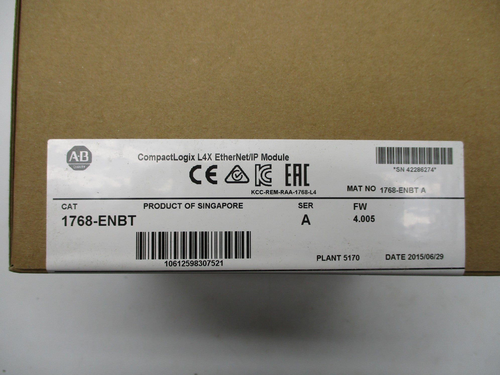 ALLEN BRADLEY 1768-ENBT SER. A F/W 4.005 DATE: 2015 NSFS