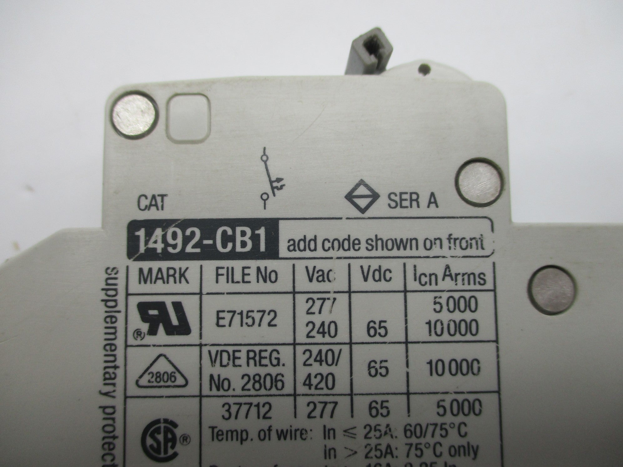 ALLEN BRADLEY 1492-CB1G010 SER. A 1A 277V UNMP