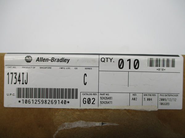 ALLEN BRADLEY 1734-IJ SER. C F/W: 3.004 DATE: 2009 (PKG OF 10) NSFS
