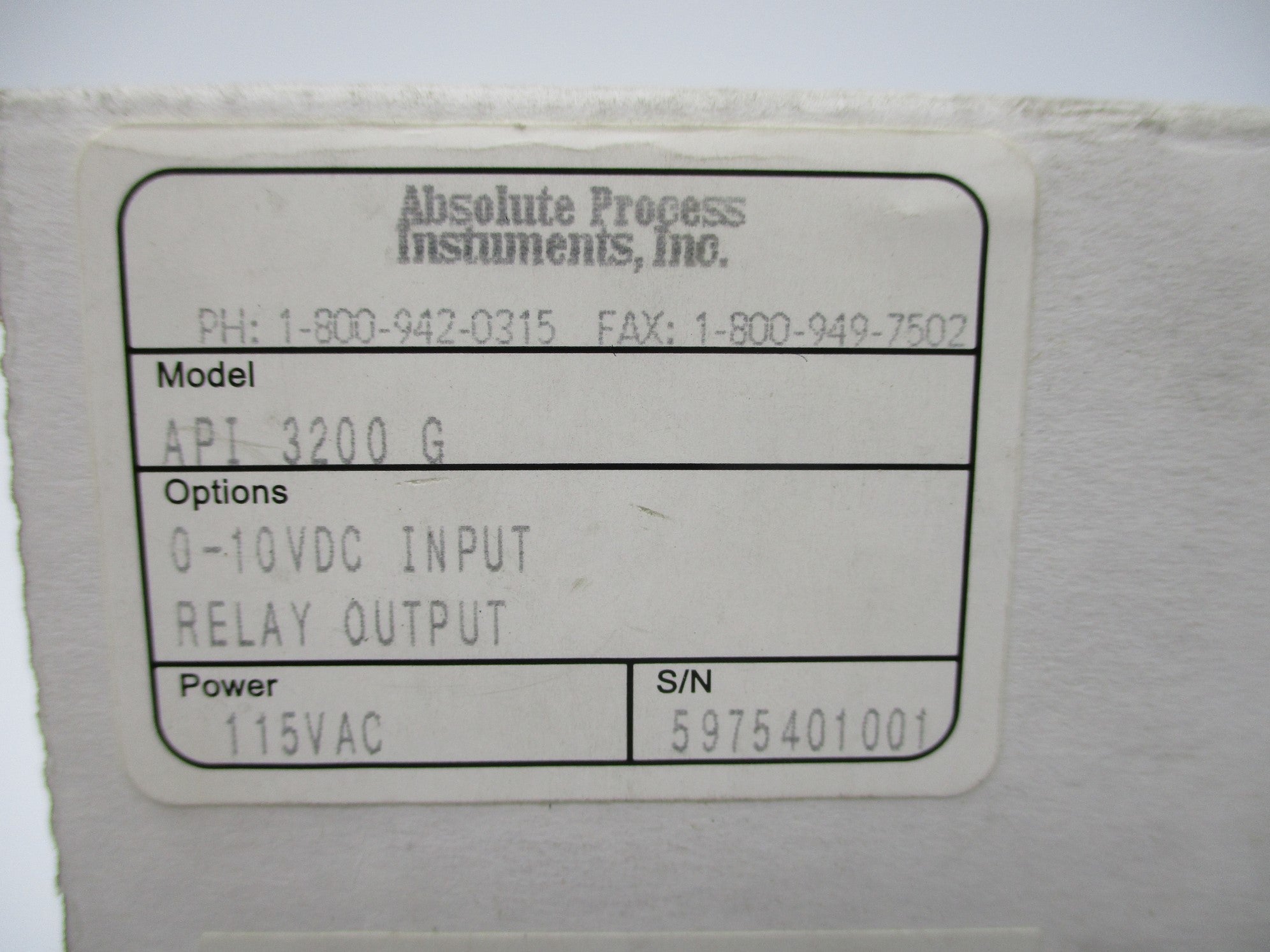 ABSOLUTE PROCESS INSTRUMENTS API3200G 115VAC NSMP