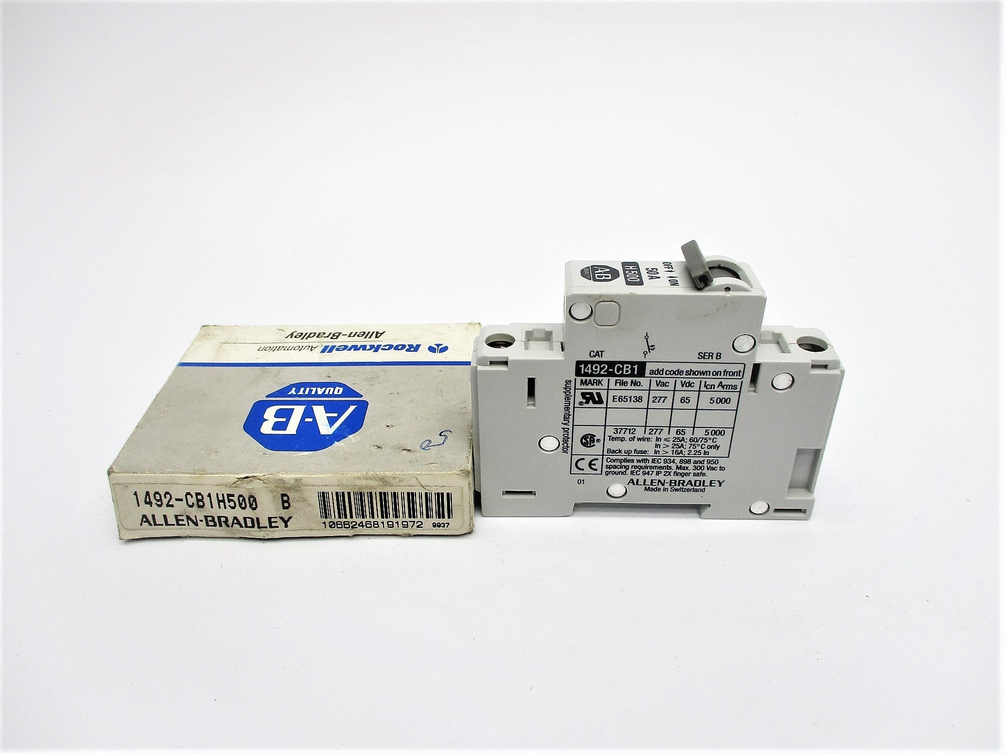 ALLEN BRADLEY 1492-CB1H500 SER. B 50A 277V (GY/BL) NSMP