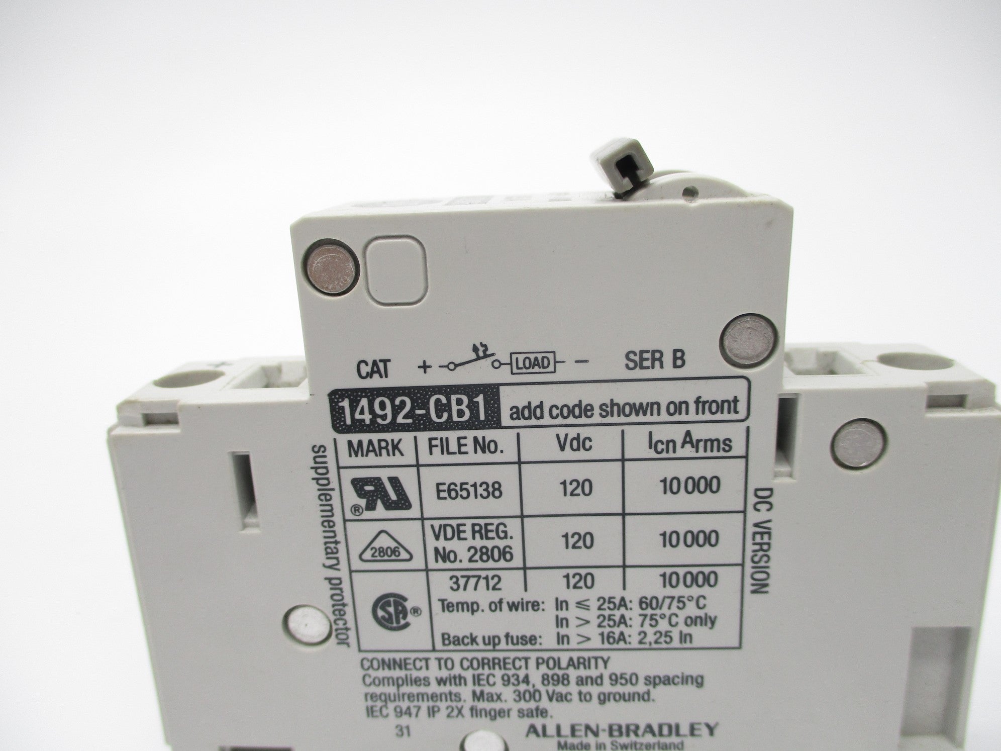 ALLEN BRADLEY 1492-CB1DG005 SER. B .5A 277V NSNP