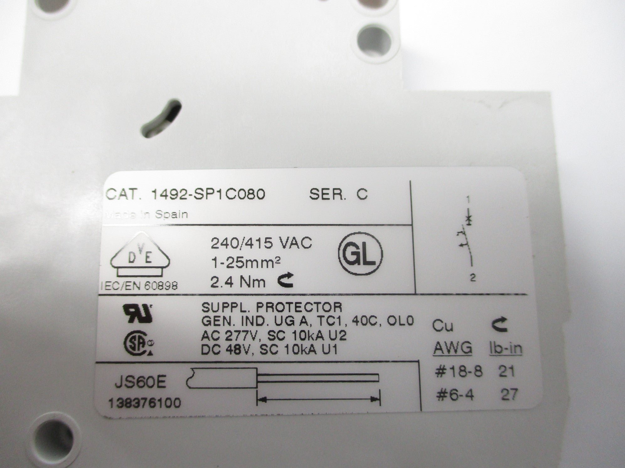 ALLEN BRADLEY 1492-SP1C080 SER. C 8A NSNP