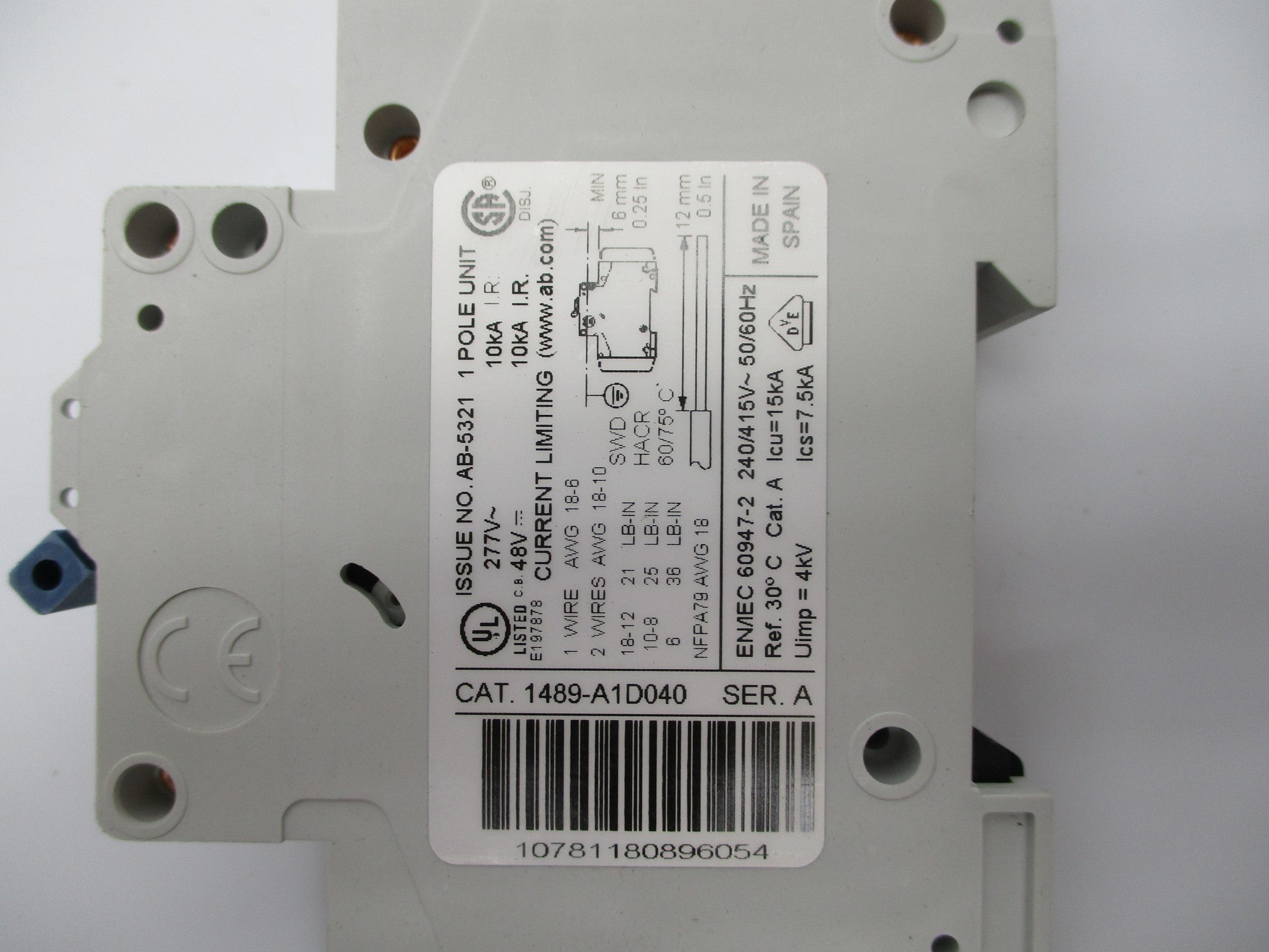 ALLEN BRADLEY 1489-A1D040 SER. A 277V 4A NSNP