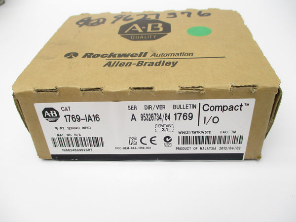 ALLEN BRADLEY 1769-IA16 SER. A 79-132VAC 0.115A F/W 3.1 NSMP