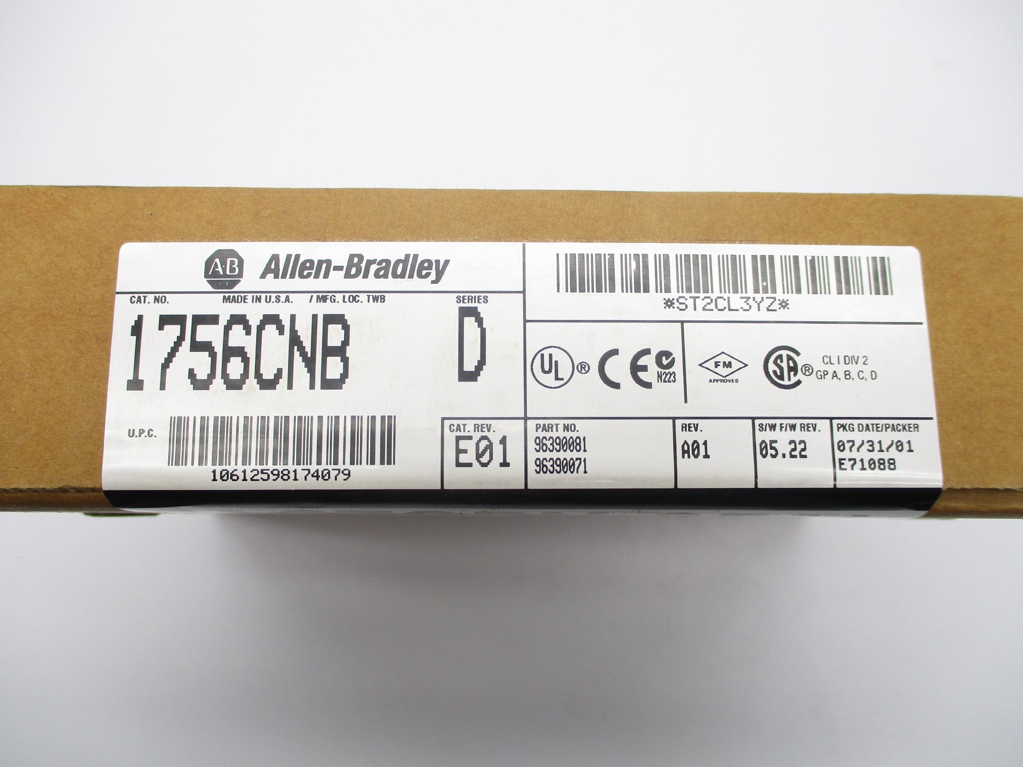 ALLEN BRADLEY 1756-CNB SER. D F/W 5.22 DATE: 2001 NSFS
