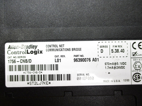 ALLEN BRADLEY 1756-CNB SER. D F/W 5.38.40 NSNP