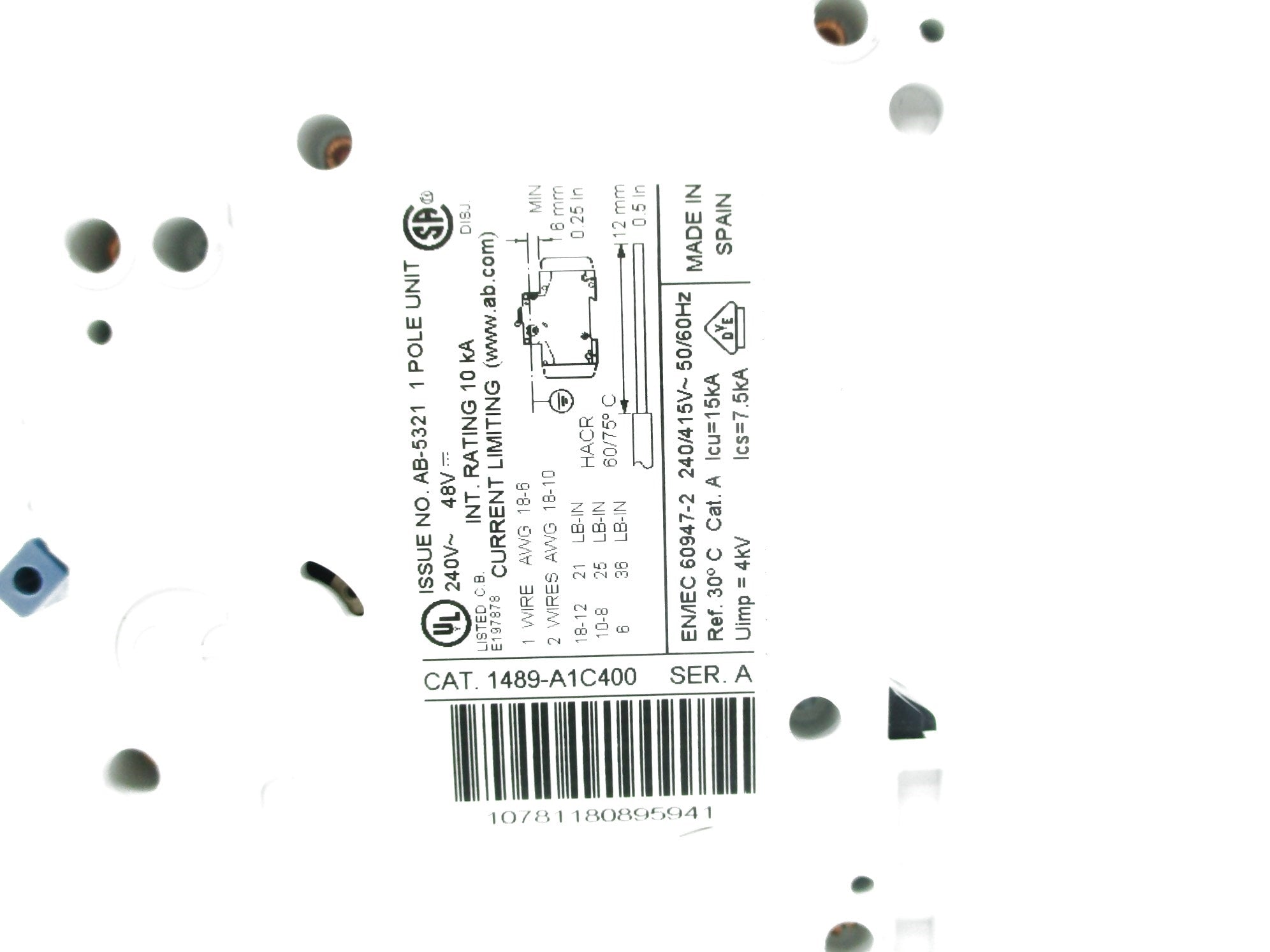 ALLEN BRADLEY 1489-A1C400 SER. A 40A 277V NSNP