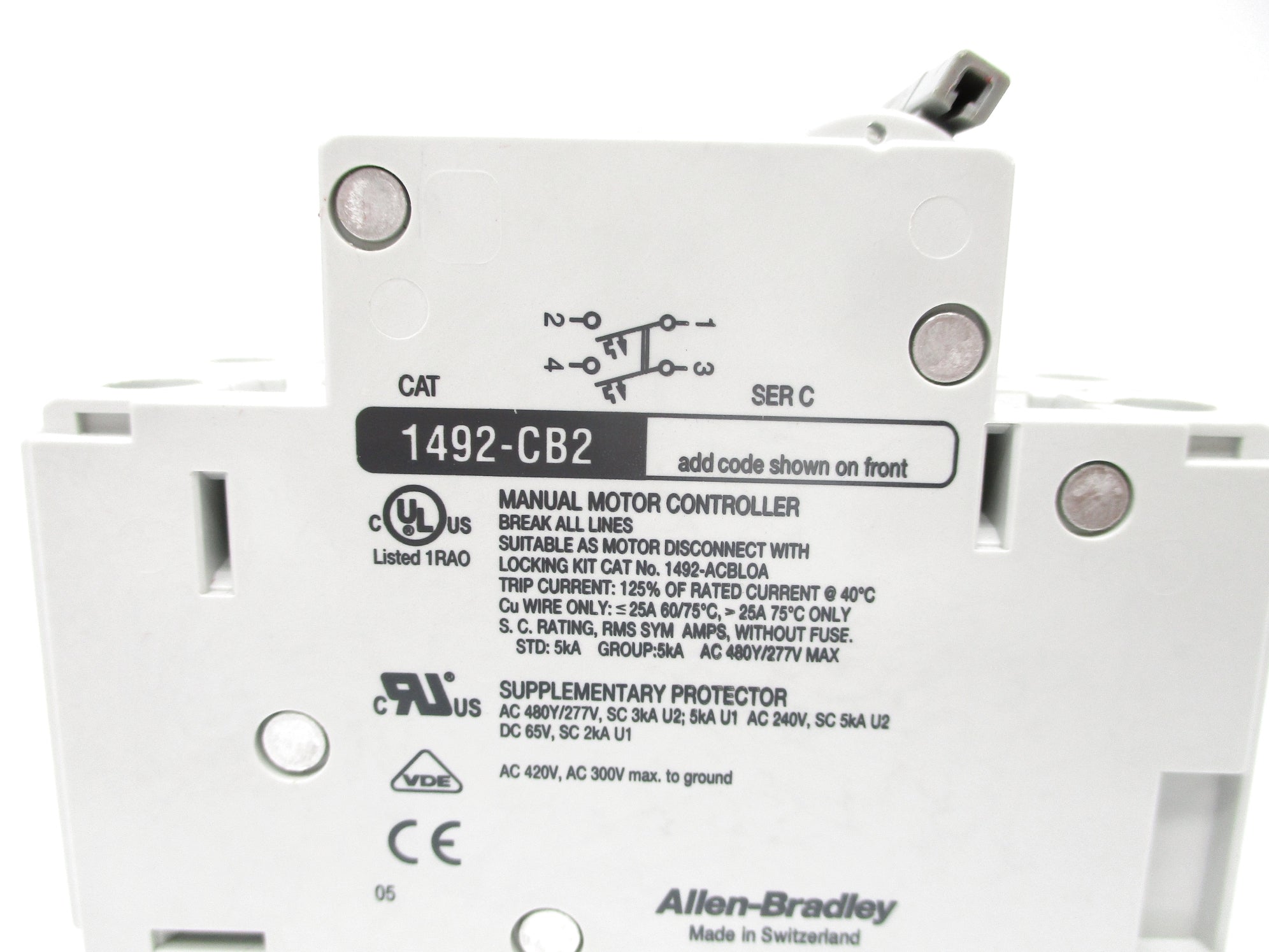 ALLEN BRADLEY 1492-CB2G200 SER. C 277VAC 20A NSNP