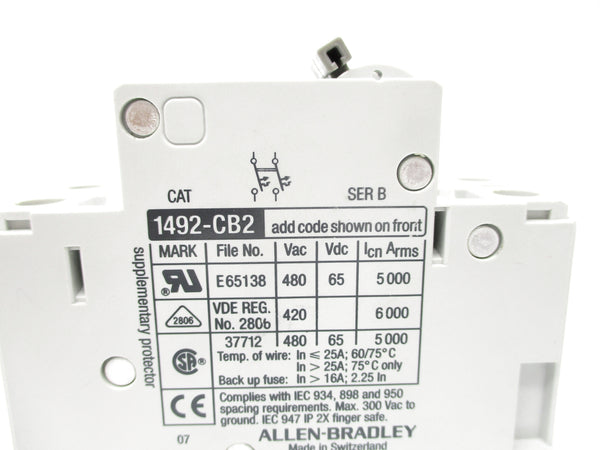 ALLEN BRADLEY 1492-CB2H020 SER. B 2A 277VAC NSNP