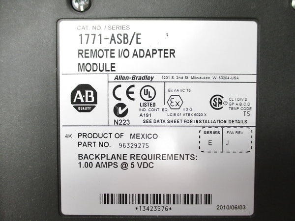 ALLEN BRADLEY 1771-ASB SER. E F/W J UNMP