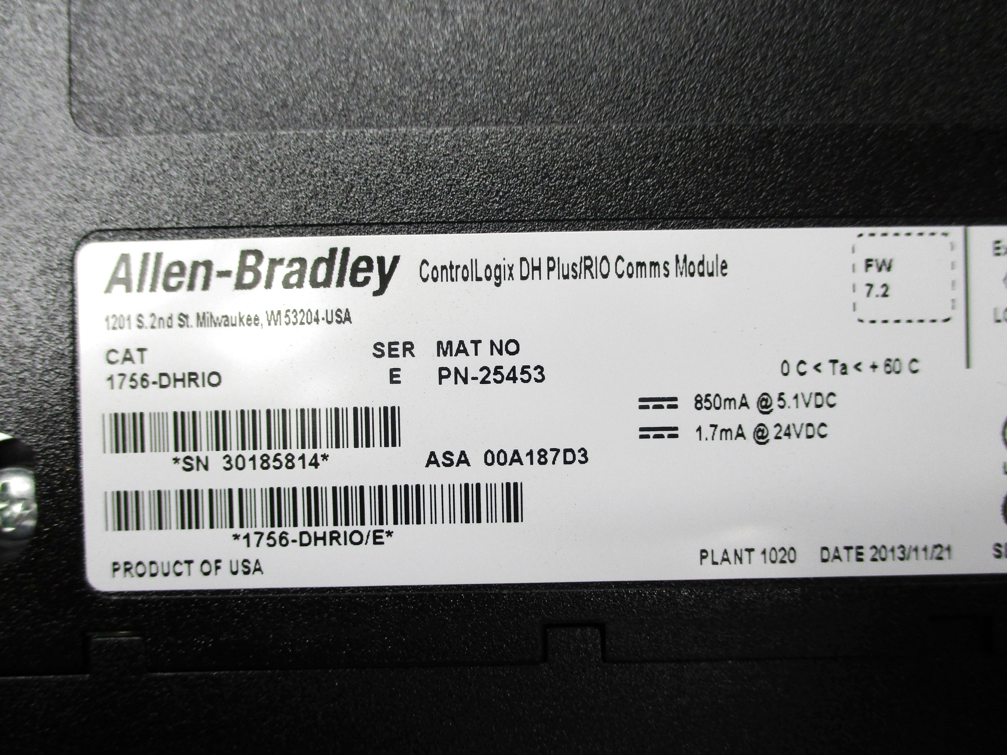 ALLEN BRADLEY 1756-DHRIO SER. E F/W 7.2 NSNP