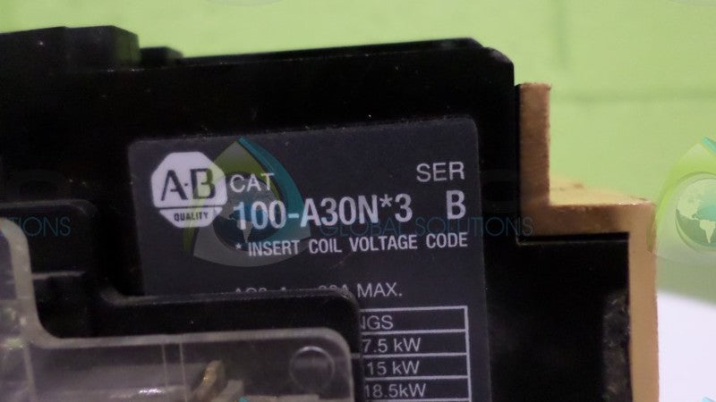 ALLEN BRADLEY 100-A30ND3 w/ 195-BA11 RELAY  UNMP