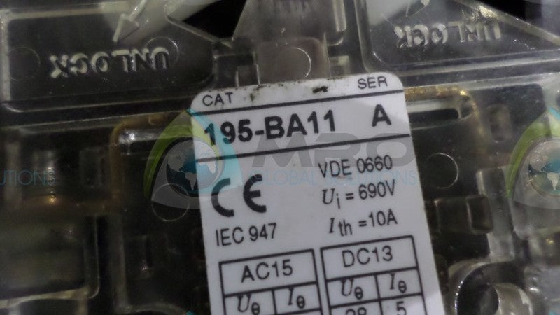 ALLEN BRADLEY 100-A30ND3 w/ 195-BA11 RELAY  UNMP