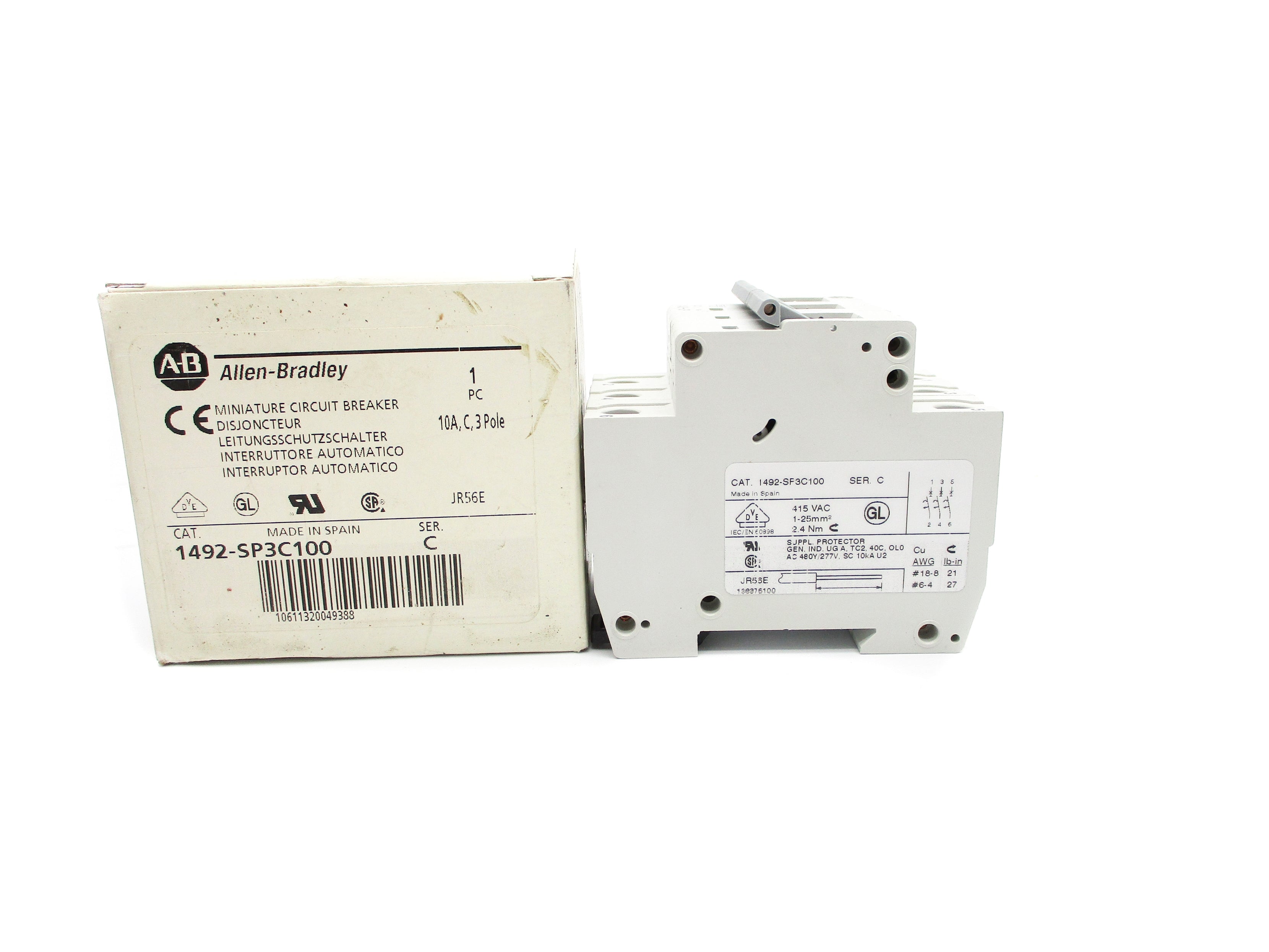 ALLEN BRADLEY 1492-SP3C100 SER. C 415VAC 10A NSMP