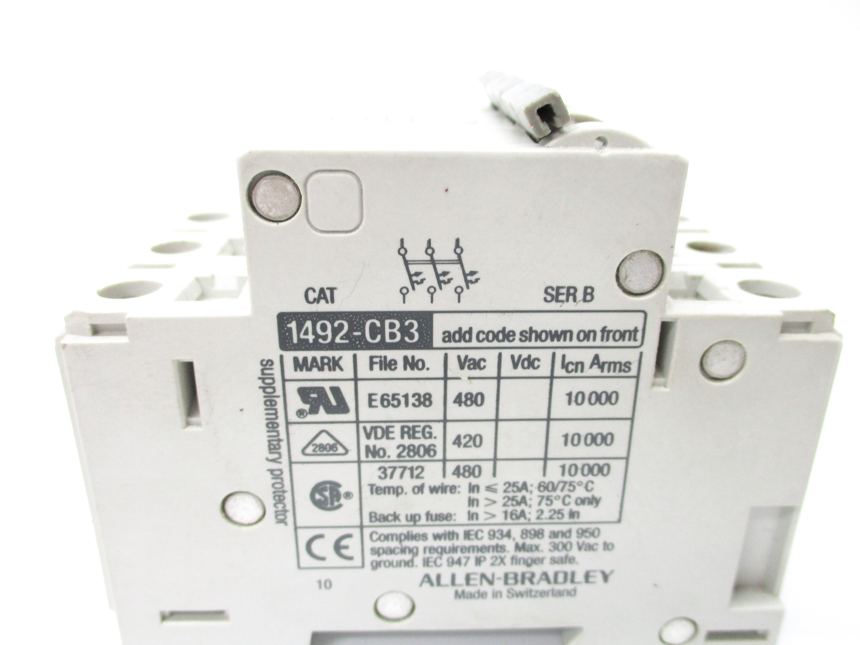 ALLEN BRADLEY 1492-CB3G050 SER. B 5A 480VAC UNMP