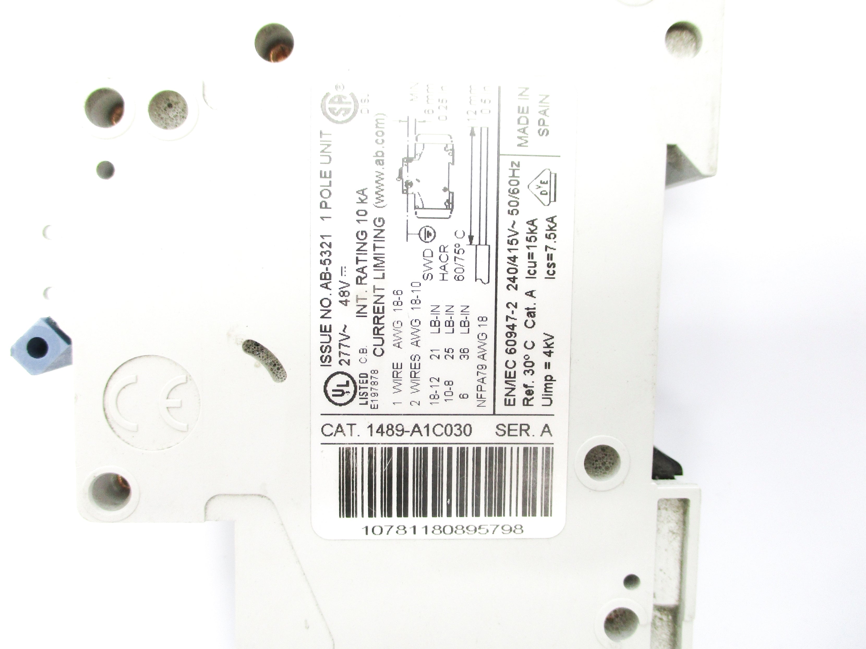 ALLEN BRADLEY 1489-A1C030 SER. A 277VAC 3A NSNP
