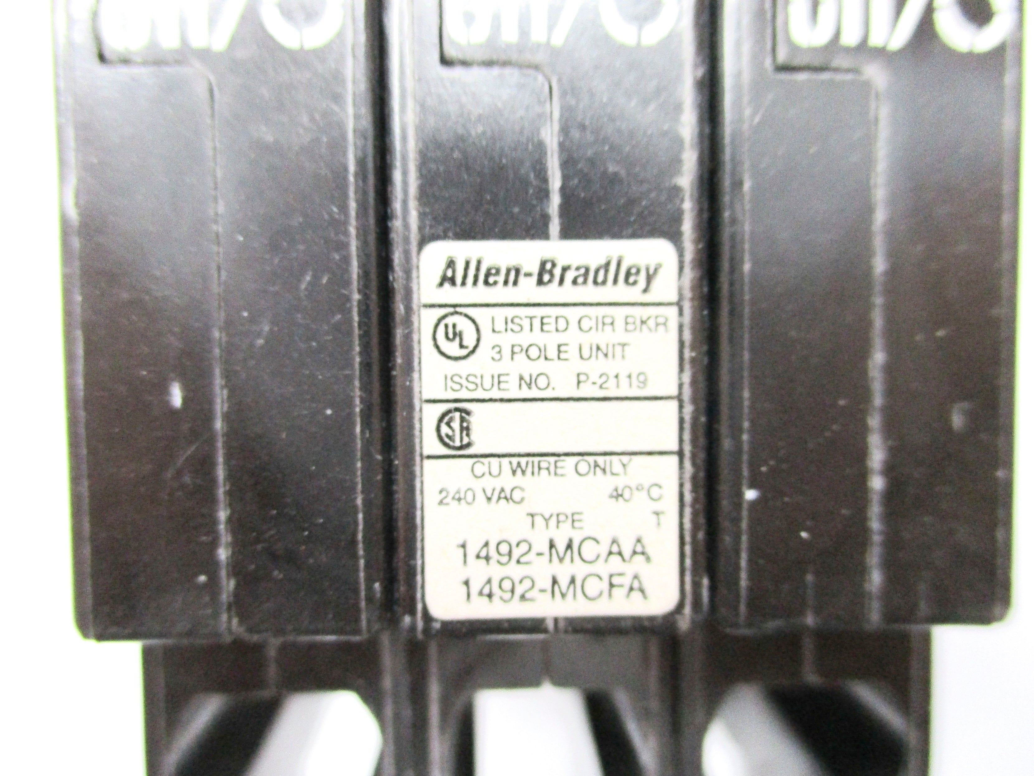 ALLEN BRADLEY 1492-MCAA 15A 240VAC NSNP