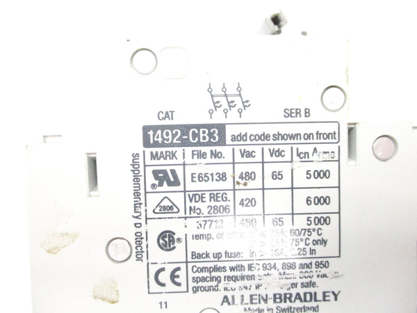 ALLEN BRADLEY 1492-CB3H300 SER. B 30A 480VAC UNMP