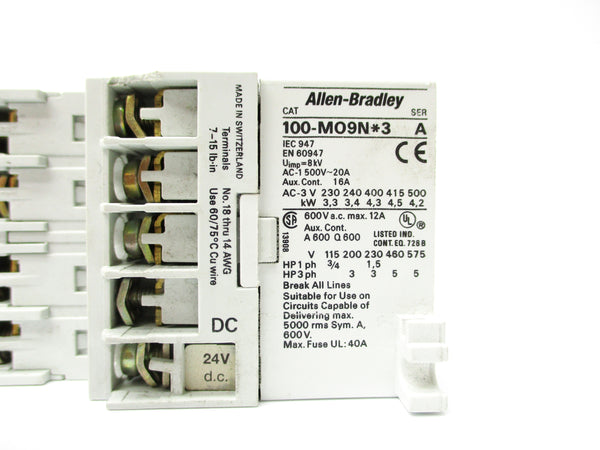 ALLEN BRADLEY 100-M09NJ3 SER. A 24VDC NSNP