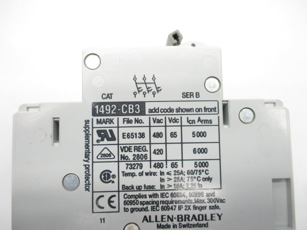 ALLEN BRADLEY 1492-CB3H040 SER. B 4A 277V NSNP