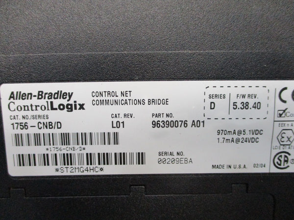 ALLEN BRADLEY 1756-CNB SER. D F/W 5.38.40 UNMP