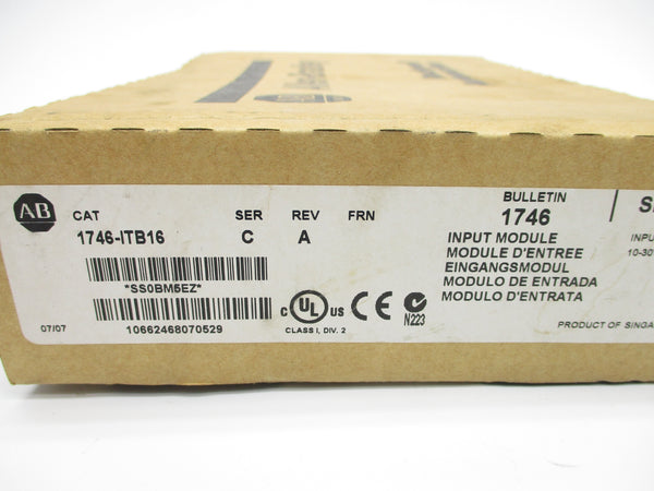 ALLEN BRADLEY 1746-ITB16 SER. C 10-30VDC NSMP