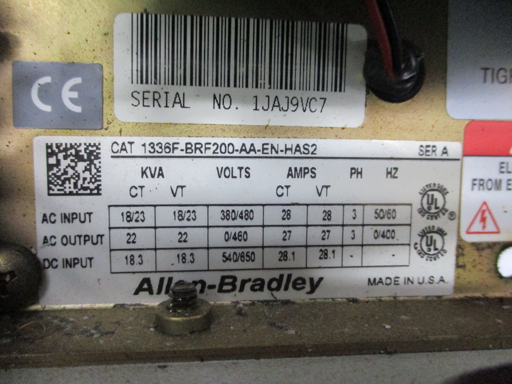 ALLEN BRADLEY 1336F-BRF200-AA-EN-HAS2 SER. A UNMP