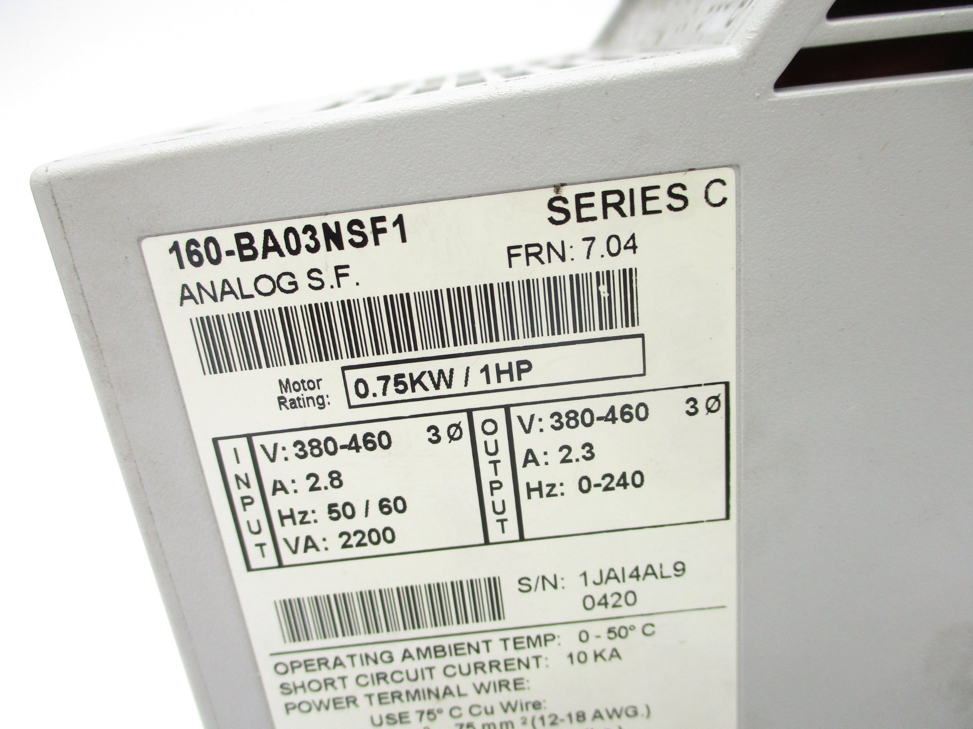 ALLEN BRADLEY 160-BA03NSF1 SER. C F/W 7.04 UNMP