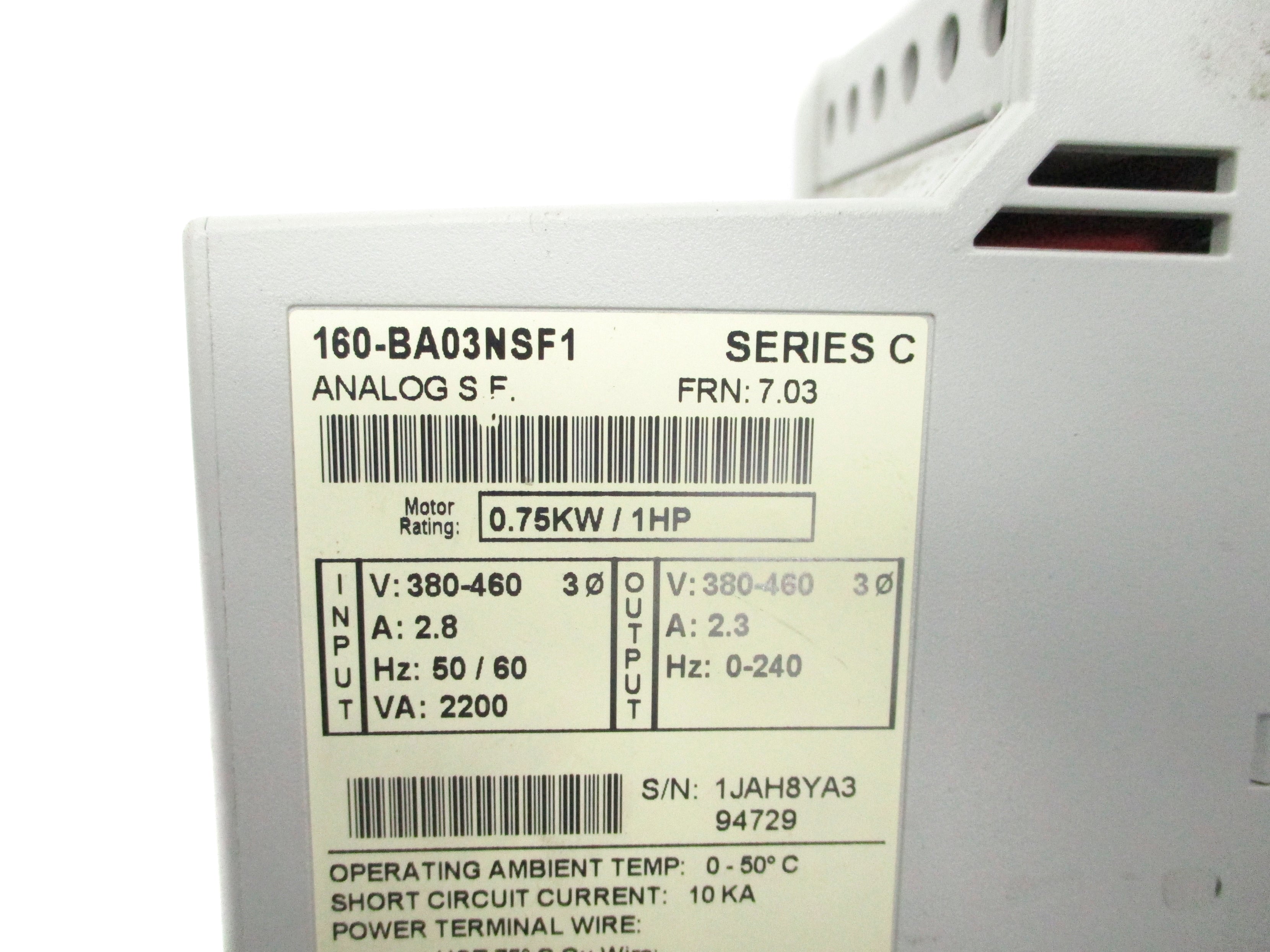 ALLEN BRADLEY 160-BA03NSF1 SER. C F/W 7.03 (AS PICTURED) UNMP