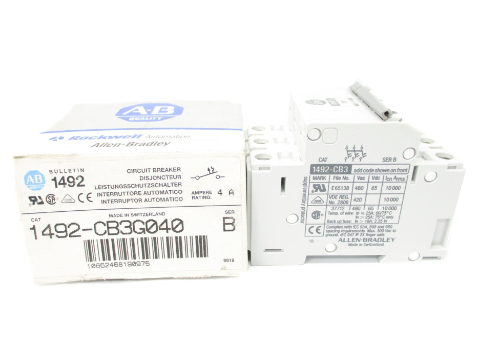 ALLEN BRADLEY 1492-CB3G040 SER. B 4A 480VAC NSMP