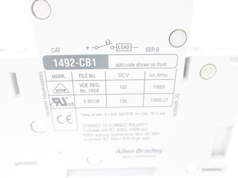 ALLEN BRADLEY 1492-CB1DG400 SER. B 40A 120VDC NSNP