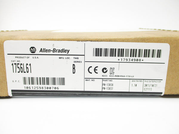 ALLEN BRADLEY 1756-L61 SER. B F/W 1.10 F/W DATE:2011 NSFS