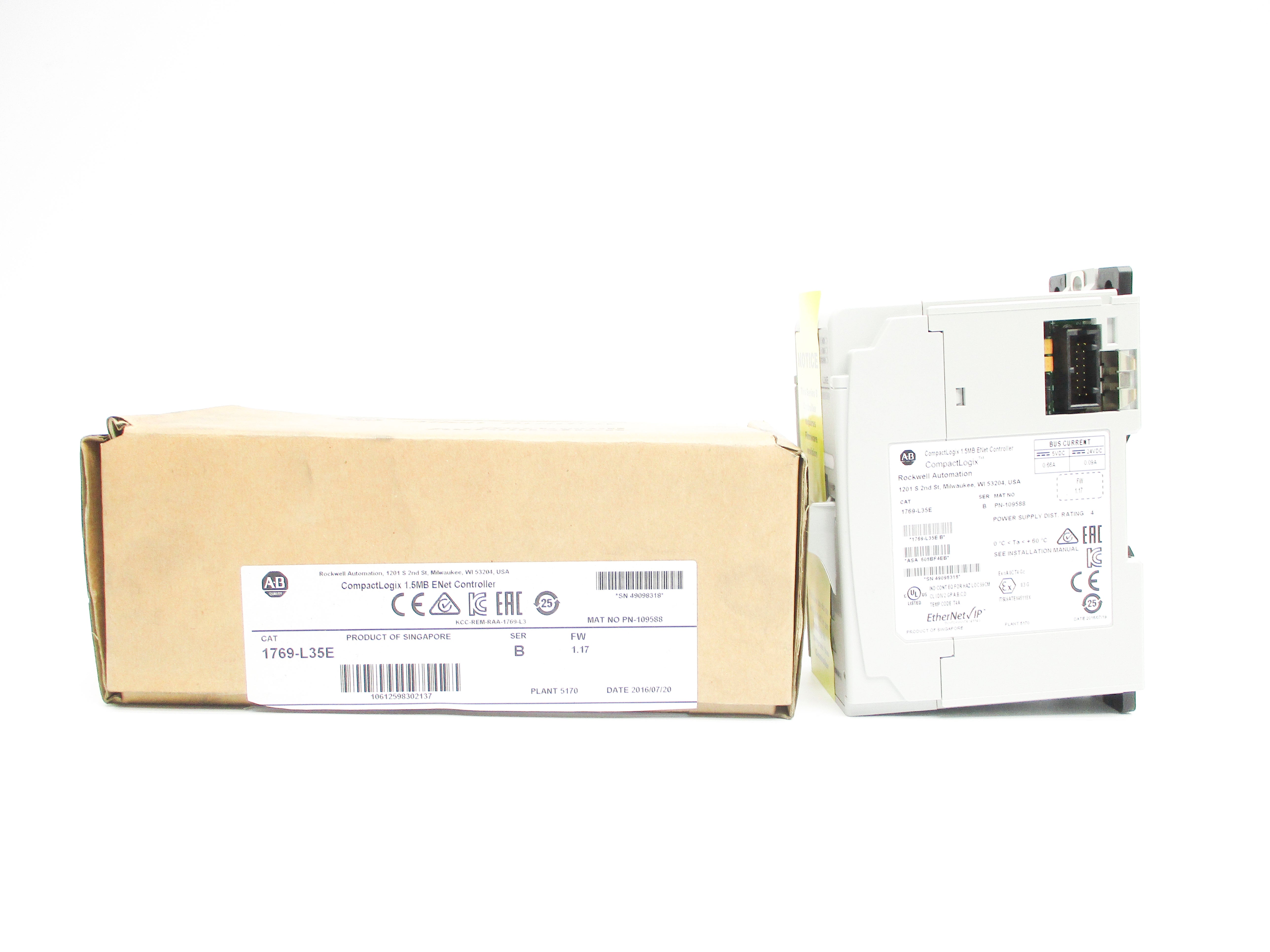 ALLEN BRADLEY 1769-L35E SER. B F/W 1.17 24VDC 0.66A NSMP