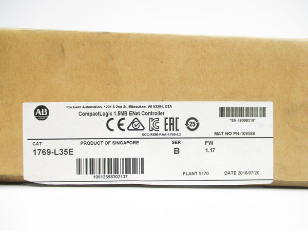 ALLEN BRADLEY 1769-L35E SER. B F/W 1.17 24VDC 0.66A NSMP