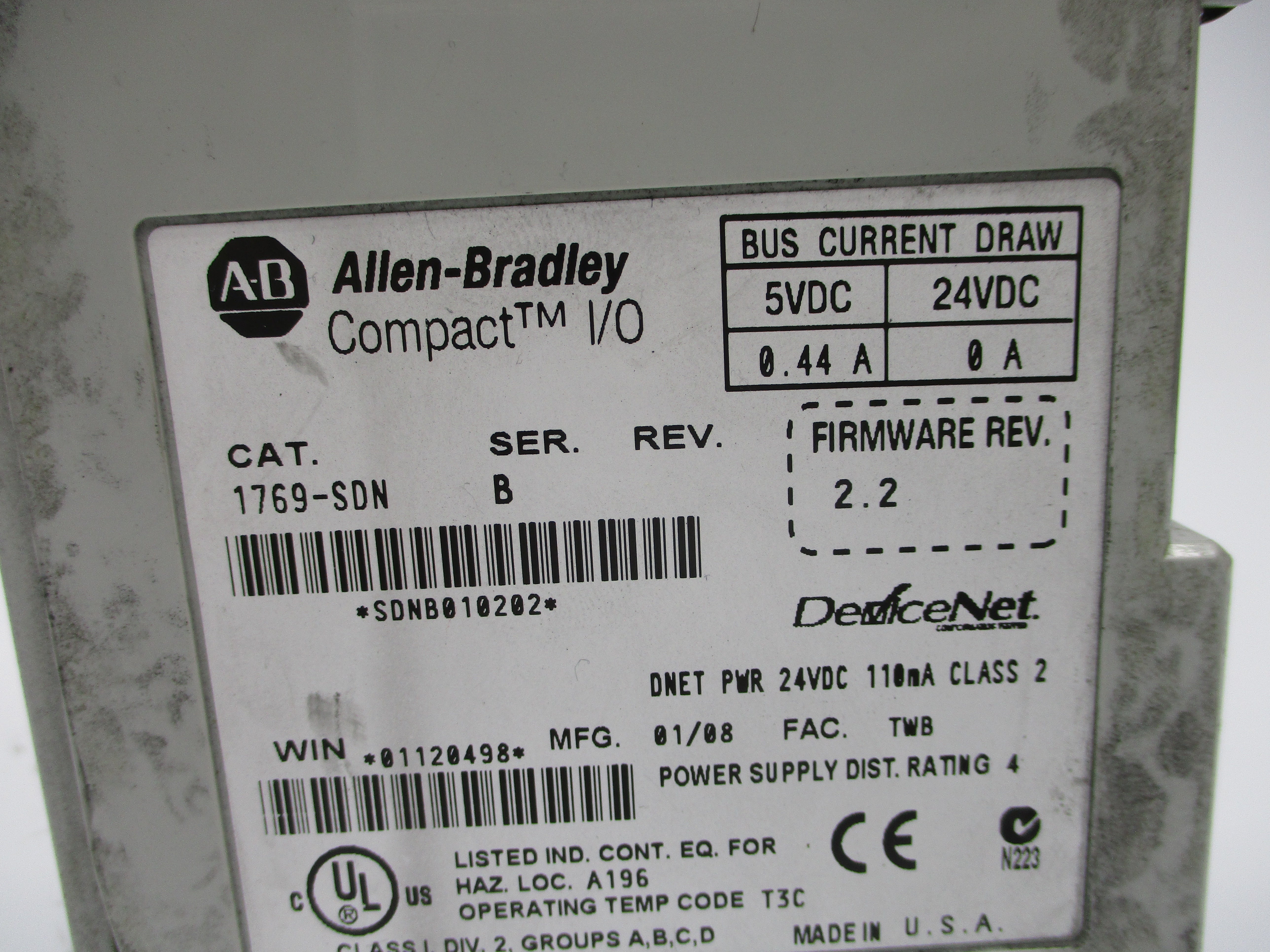 ALLEN BRADLEY 1769-SDN SER. B F/W 2.2 UNMP