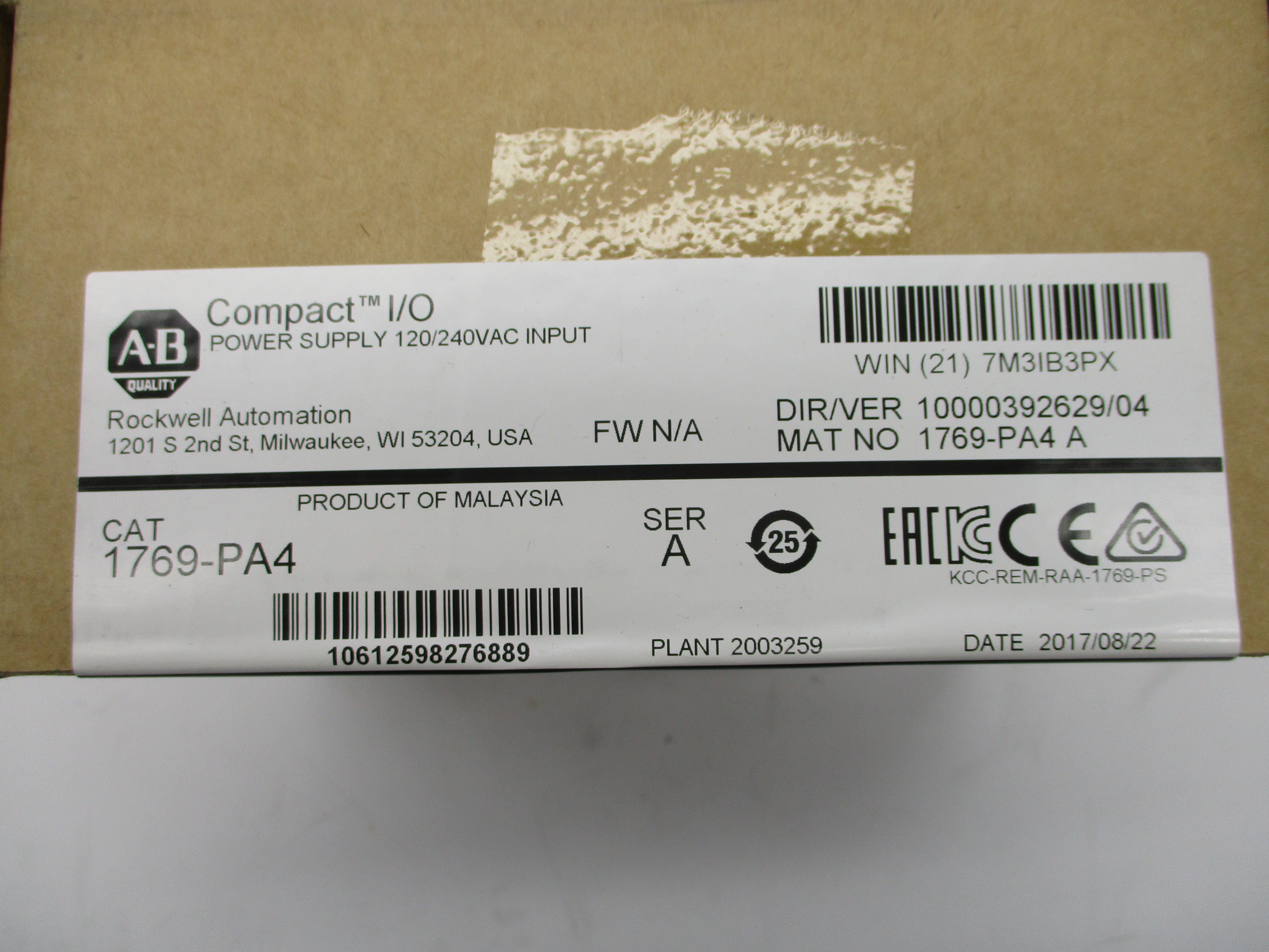 ALLEN BRADLEY 1769-PA4 SER. A DATE: 2017 NSFS